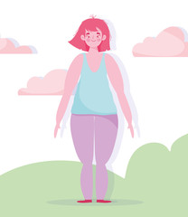 woman character cartoon standing in grass outdoor cartoon