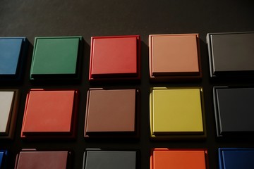 Modern electrical Switches on an black wall in a electrical store. Electrical household switches