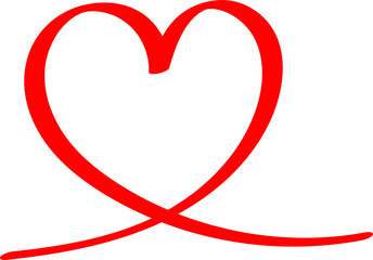 Red heart - outline drawing for an emblem or logo. Template for greeting card for Valentine's Day.