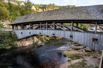 Wood bridge in Forbach village