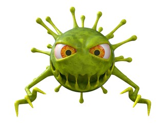 corona virus monster with arms. 3d illustration © kmls