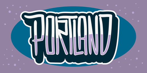 Portland Oregon Usa Hand Drawn Lettering Vector Design.