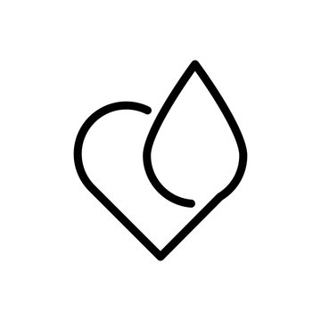 recommend clip art: Icono plano lineal corazón con gota en color negro