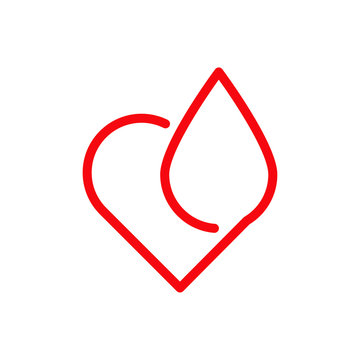 recommend clip art: Icono plano lineal corazón con gota en color rojo