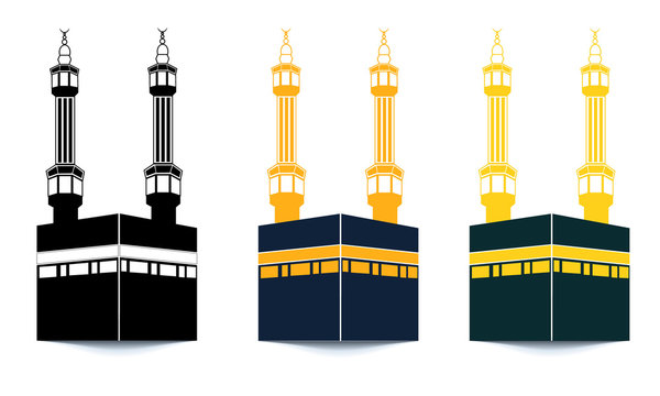 Beautiful vector illustration of Kaaba Sharif with two minaret