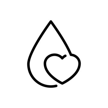 recommend clip art: Icono plano lineal gota con corazón en color negro