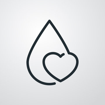 recommend clip art: Icono plano lineal gota con corazón en fondo gris