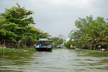 rural landscape at song hau river in vietnam
