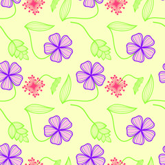 Floral abstract seamless pattern. Vector illustration.