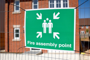 Construction Site Notices Health and Safety. Fire Safety assembly point.