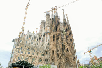 The famous Sagrada Familia church in Barcelona, Spain.
