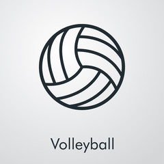 Símbolo Volleyball. Icono plano lineal pelota de voleibol en fondo gris