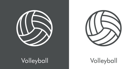 Símbolo Volleyball. Icono plano lineal pelota de voleibol en fondo gris y fondo blanco © teracreonte