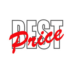 Fototapeta na wymiar Logotipo con texto BEST Price en colores gris y blanco y rojo