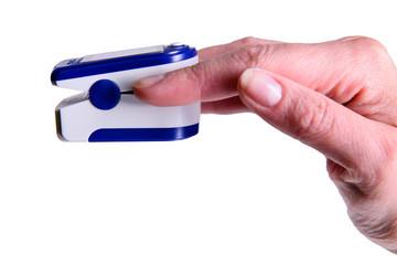 Fingertip Oxygen Sensor Pulse Rate Health Testor Oximeter  stock image isolated on white background