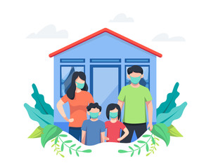 Vector illustration Family stay at home