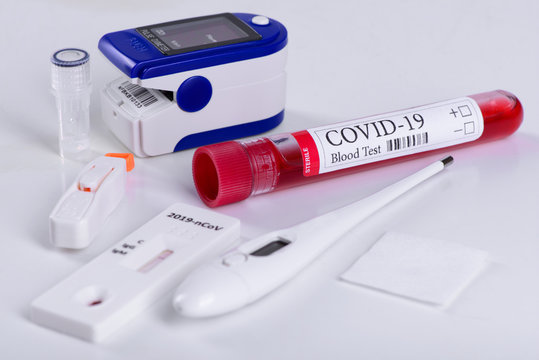 Rapid Covid-19 Coronavirus Test Kit For Antibody Or Sars-cov-2 Virus Disease And Epidemic Concept Background Close-up