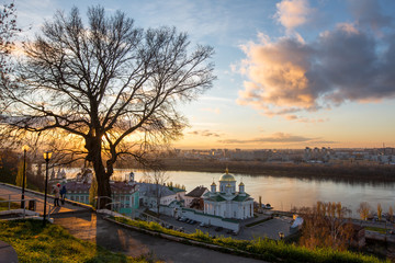 Nizhny Novgorod, Annunciation Monastery on the background of a beautiful sunset sky