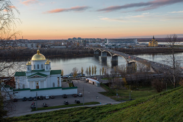 Nizhny Novgorod, Annunciation Monastery on the background of a beautiful sunset sky