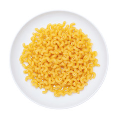 Italian pasta cavatappi in a white plate Isolated