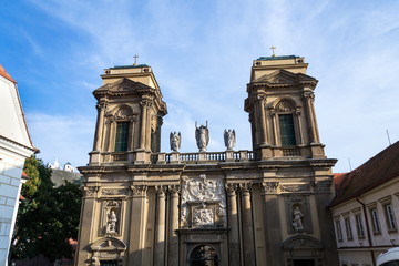 The Dietrichstein Tomb cultural monument with Church of St. Anne, nature preserve Holy Hill with Chapel of Saint Sebastian and Bell Tower, Mikulov, Moravia, Czech Republic, sunny summer day