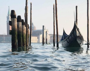 gondole &agrave; quai place saint marc