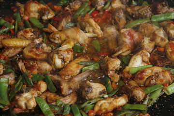 Fried chicken with vegetables