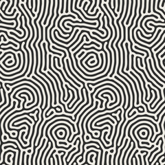 Vector seamless black and white organic lines pattern. Abstract minimalistic maze background