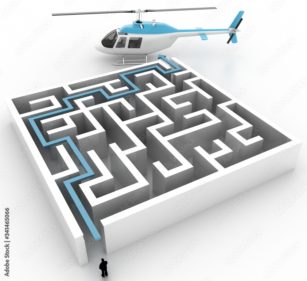 Poster maze concept, challenge and human choices theme. original 3d rendering