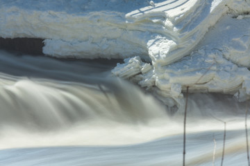 Long exposure winter waterfall Ottawa, Canada.