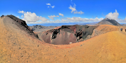 Tramping track  -  The Tongariro Alpine Crossing in Tongariro National Park  in New Zealand.