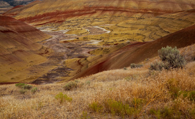 Spectacular landscape of Painted Hills located in Wheeler County, Oregon