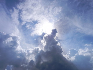 Blue sky and clouds.