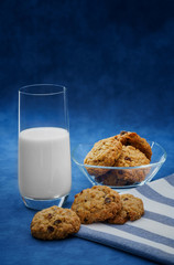 A glass of milk and homemade cookies