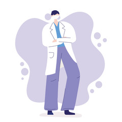 thank you doctors and nurses, physician with protective mask and character