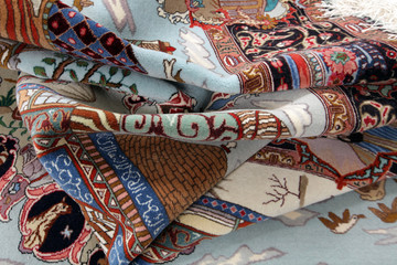 Old and modern Persian Colourful Arabesque and handmade carpet, rug gelim, patchwork, and Gabbeh...