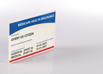 USA medical insurance card for medicare for every citizen isolated against a white background - obrazy, fototapety, plakaty