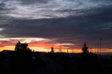 Fototapeta na wymiar Sonnenuntergang, Abendhimmel in Böblingen