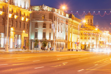 Fototapeta na wymiar Prospekt Nezavisimosti - Independence Avenue in Minsk