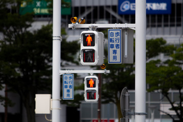 白い交通信号機