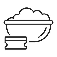 Sponge and bowl line black icon. Cleaning service. Outline pictogram for web page, mobile app, promo.
