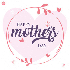 happy mothers day card with flowers circular frame