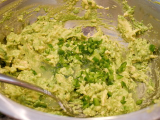 guacamole with avocado and jalapeños
