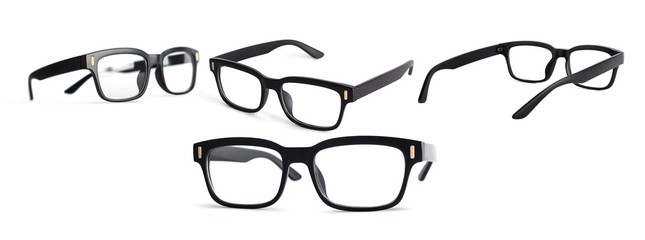 Black eye glasses Isolated on white background.