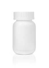 White medical container on white background.