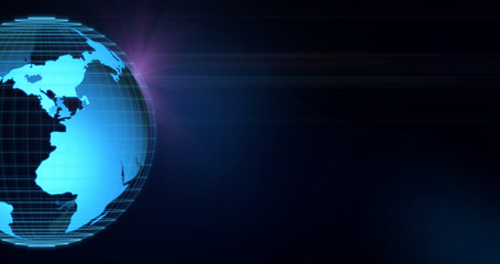 Backgrounds motion of futuristic globe global spinning rotate with text copy space. World transform change after coronavirus pandemic with digital technology innovation disruption internet connection