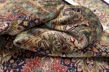 Old and modern Persian Colourful Arabesque and handmade carpet, rug gelim, patchwork, and Gabbeh with the pattern.