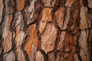 Beautiful brown background of a pine bark without people