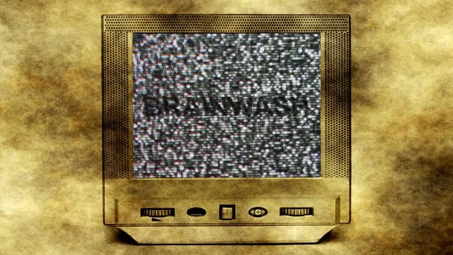 Brainwash text on vintage tv set