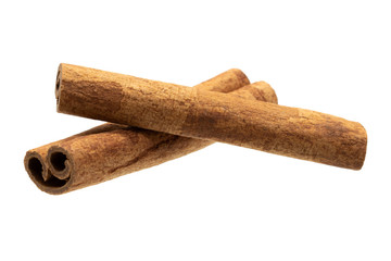 Cinnamon sticks isolated on white background without shadow